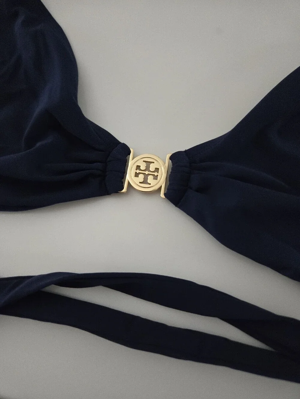 Tory Burch Navy Bikini Set with Gold Logo Accents